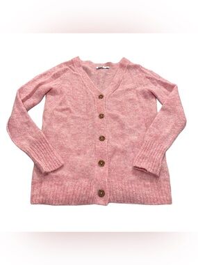 Pacas Womens Small Pink Baby Alpaca Merino Wool Nylon Blend Cardigan Sweater